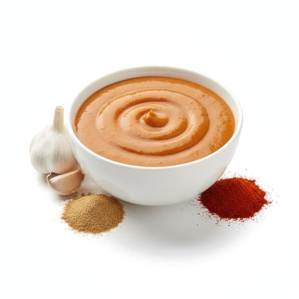 Marinade Kebab : bol de sauce, ail, cumin et paprika
